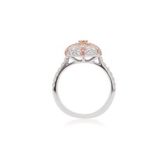Natural Argyle Pink Diamond in Platinum and 18K Pink Gold Bridal Ring
