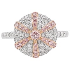 Natural Argyle Pink Diamond in Platinum and 18K Pink Gold Bridal Ring