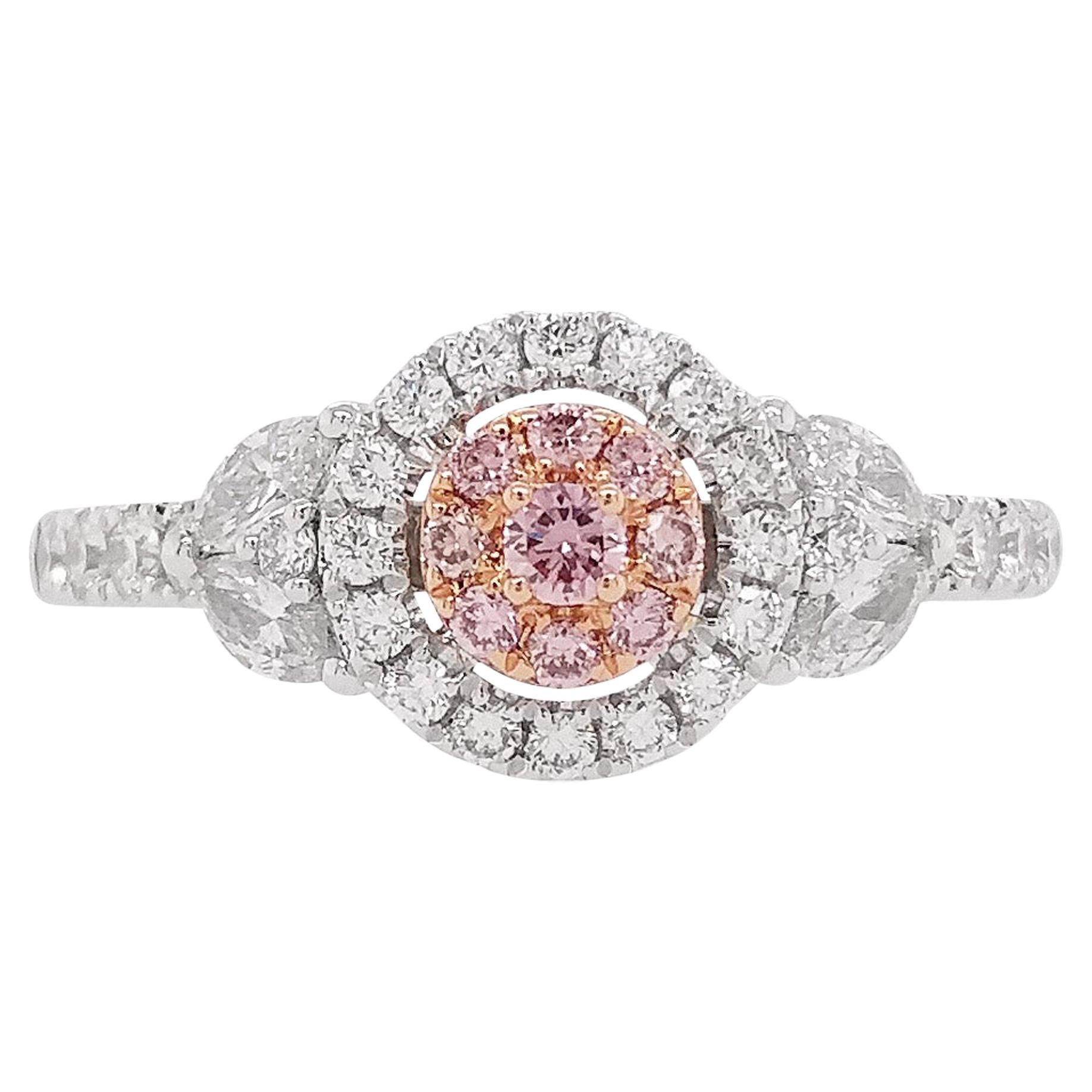 Natural Argyle Pink Diamond in Platinum and 18K Pink Gold Wedding Ring