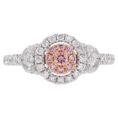 Natural Argyle Pink Diamond in Platinum and 18K Pink Gold Wedding Ring