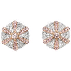 Pendientes de oro rosa de 18 quilates y platino con diamante rosa Argyle natural