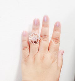 Natural Pink and White Diamond Starfish Design Cocktail Ring in 18k Gold