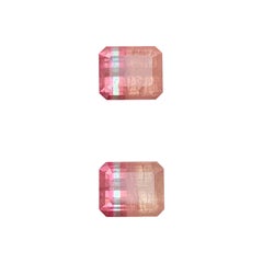 Natural Pink Bicolor Tourmaline Pair 4.82 Carat Emerald Cut Loose Gemstones