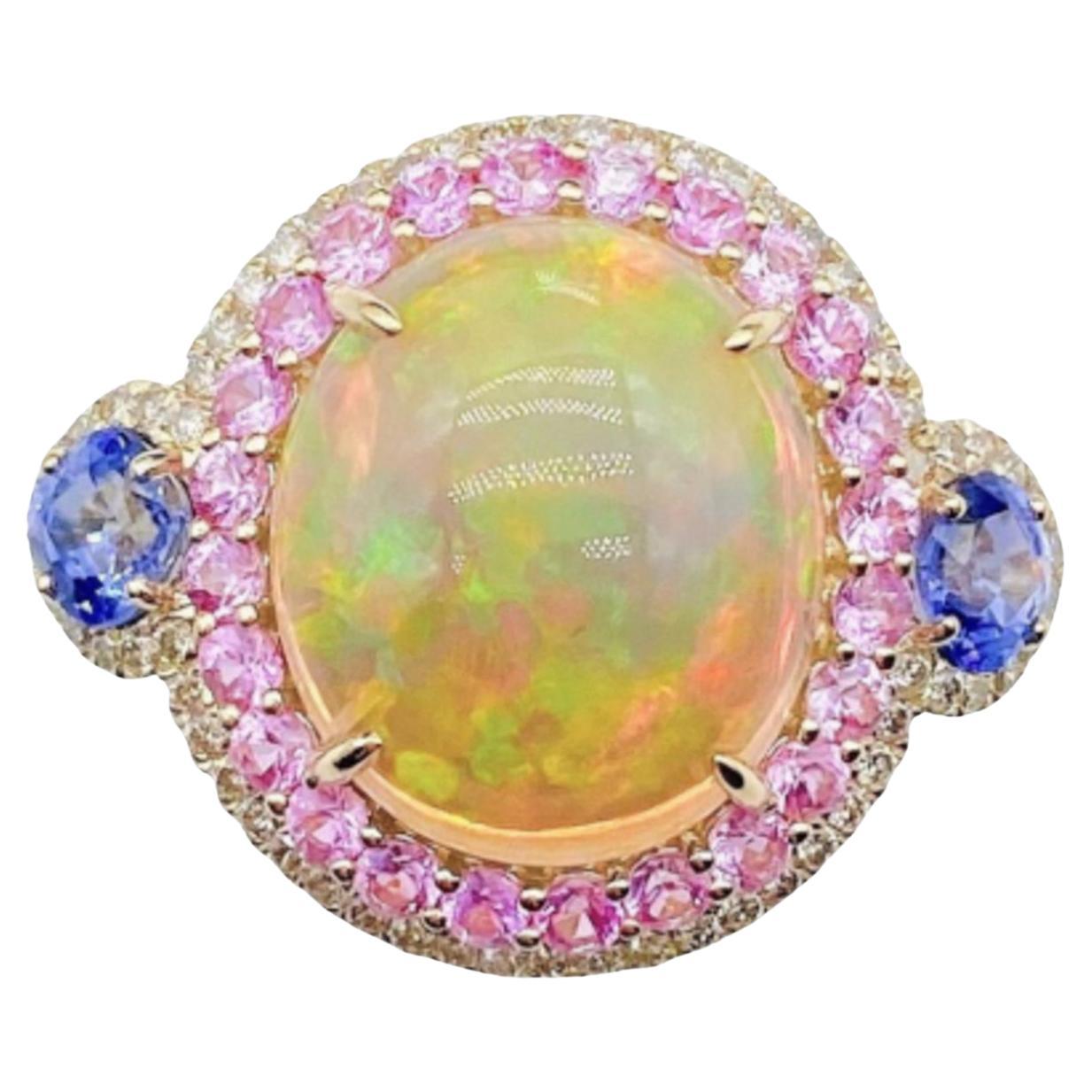 Blue Sapphire and Diamond Ring in 14K Gold, India, 1.9ct For Sale