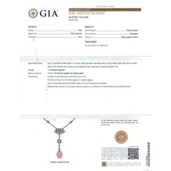 Natural Pink Conch Pearl 12.98 cts in Platinum Pendant w Diamonds / GIA Report