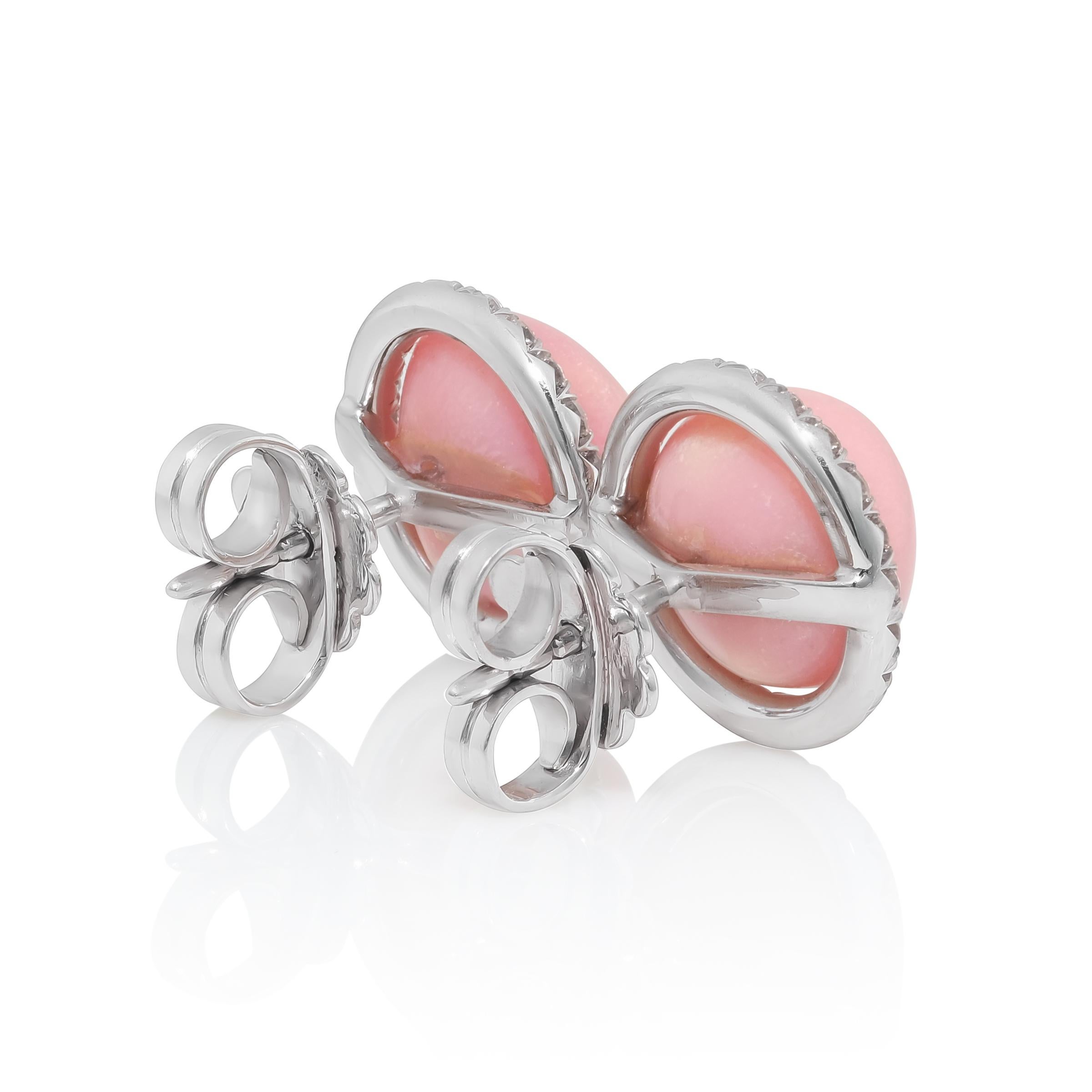 Gema de Perla Concha Rosa Natural 11.70 cts en Pendientes de 18KWG con Dia / Informe GIA en Nuevo estado para la venta en Los Angeles, CA