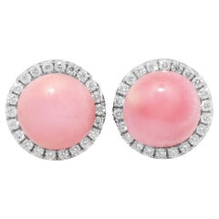 Natürliche rosa Muschel Perle Edelstein 11,70 cts in 18KWG Ohrringe w DIAS / GIA Bericht