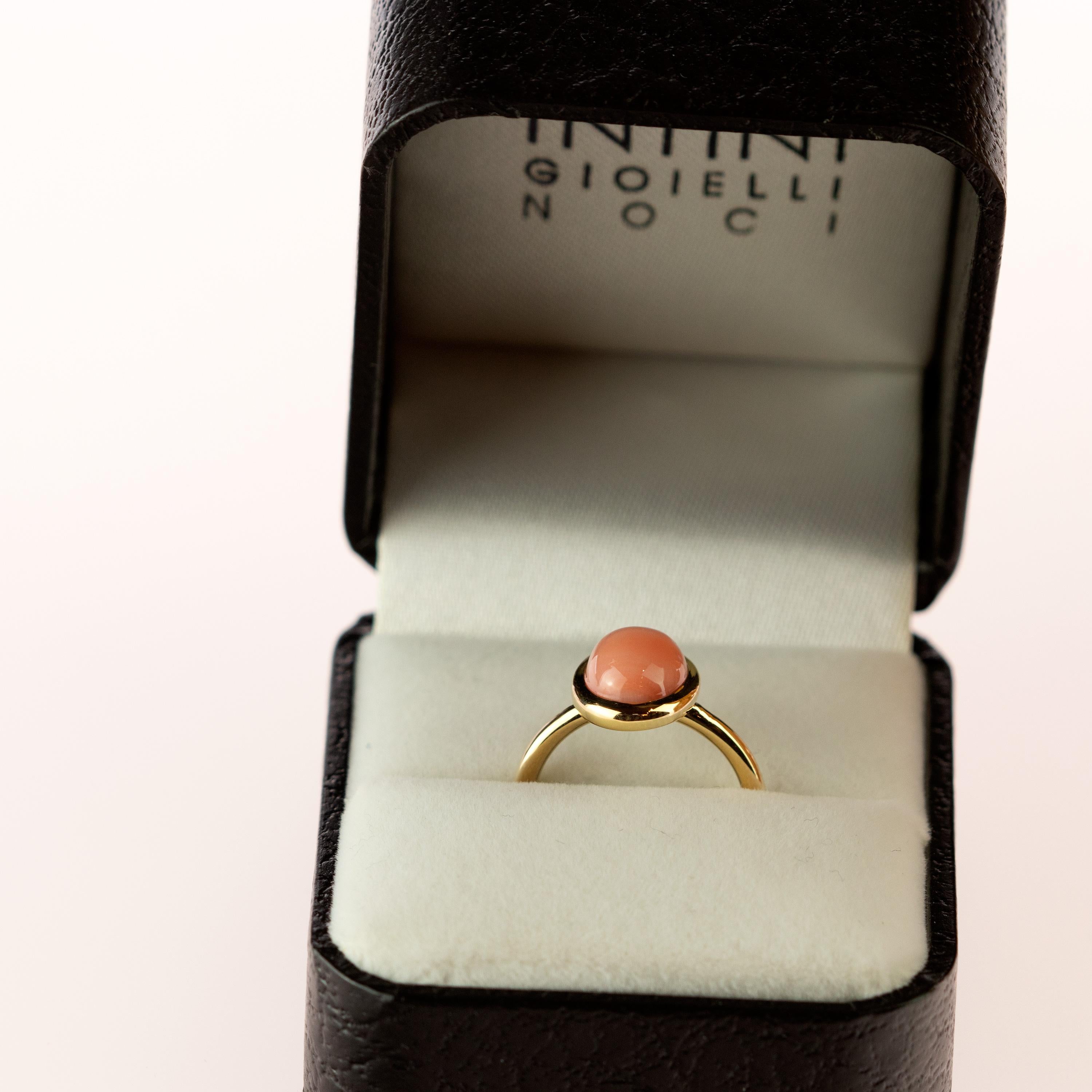 Coral Rosa Natural Solitario Cabujón Ovalado Oro 18 Kilates Anillo de Cóctel Boho Deco Artes y manualidades en venta