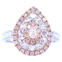 Diamante Rosa Natural Anillo de Oro de Dos Tonos de 18k