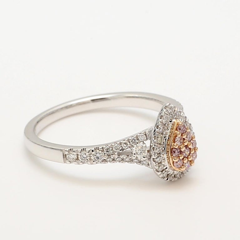 Natural Pink Diamond 18 Karat White Gold Cluster Ring For Sale at 1stDibs