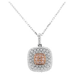 Collier pendentif en diamant rose naturel et diamant blanc avec chaîne en platine