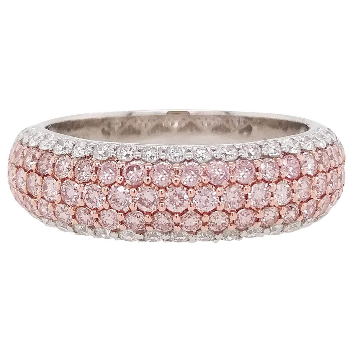 Natural Argyle Pink Diamond Band Ring in Platinum and 18 Karat Pink Gold