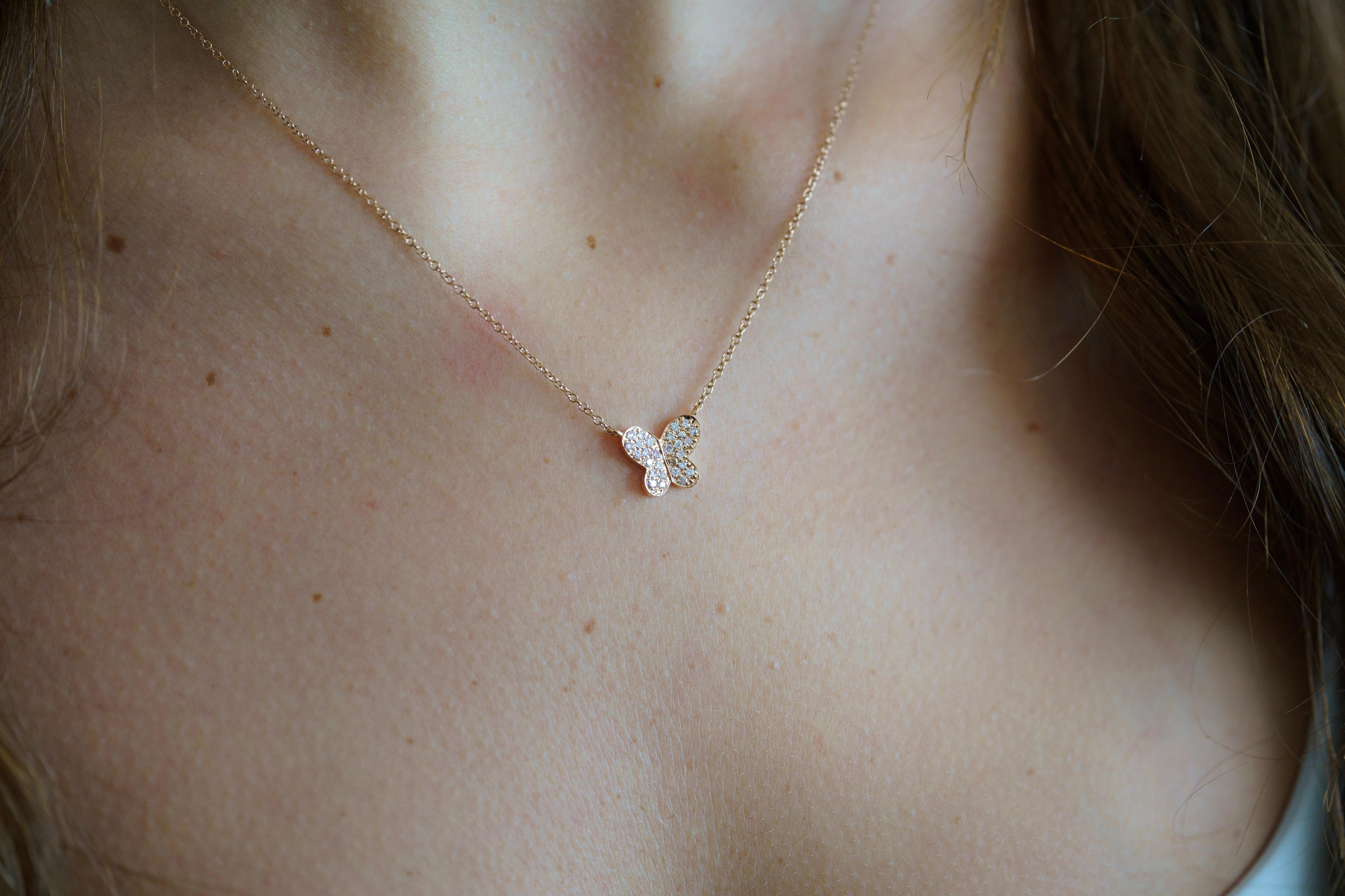 pink diamond butterfly necklace