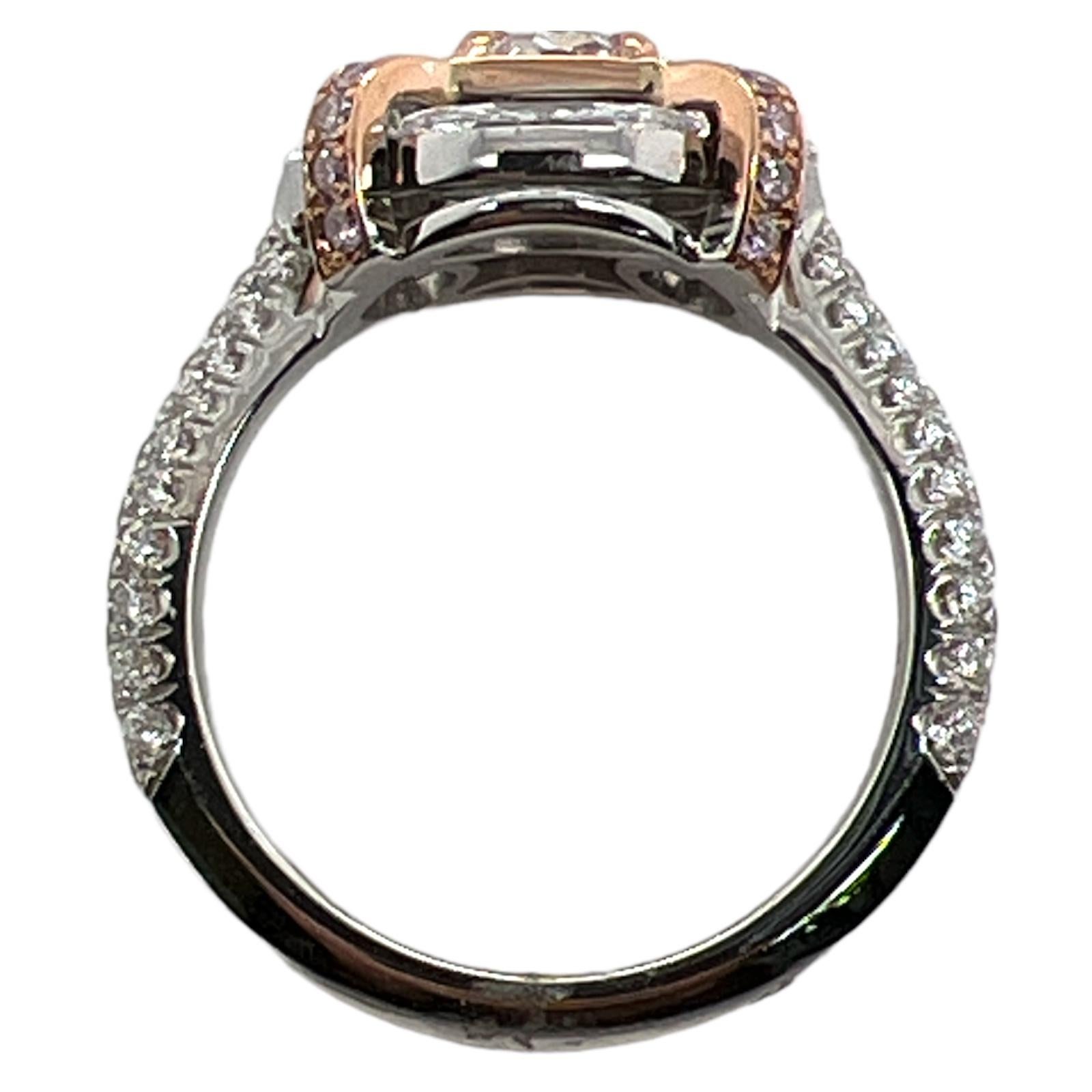 Natural Pink Diamond Engagement Ring 18 Karat White & Rose Gold GIA In New Condition For Sale In Boca Raton, FL