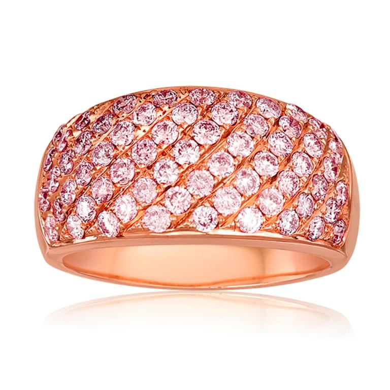 Contemporary Natural Pink Diamond Gold Band Ring