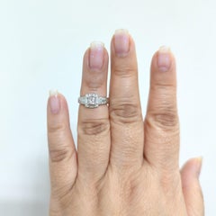 Natural Pink Diamond Princess Cut and White Diamond Ring in Platinum