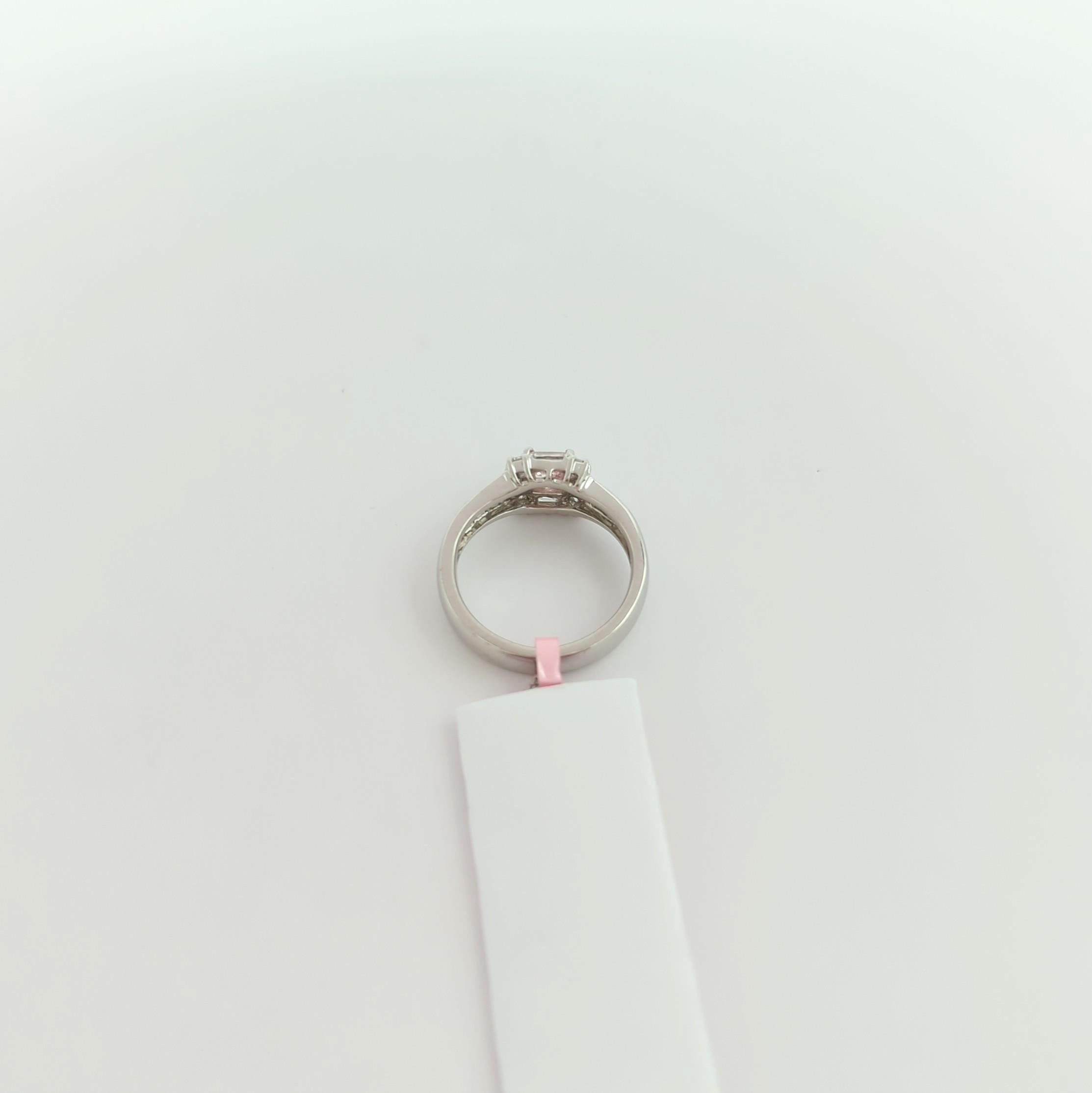 Natural Pink Diamond Princess Cut and White Diamond Ring in Platinum For Sale 3