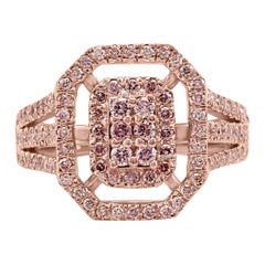 Natural Pink Diamond Rose Gold Fashion Cocktail Right Hand Ring
