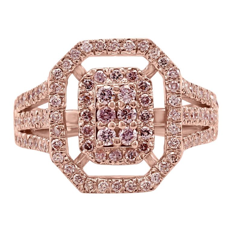 Natural Pink Diamond Rose Gold Fashion Cocktail Right Hand Ring