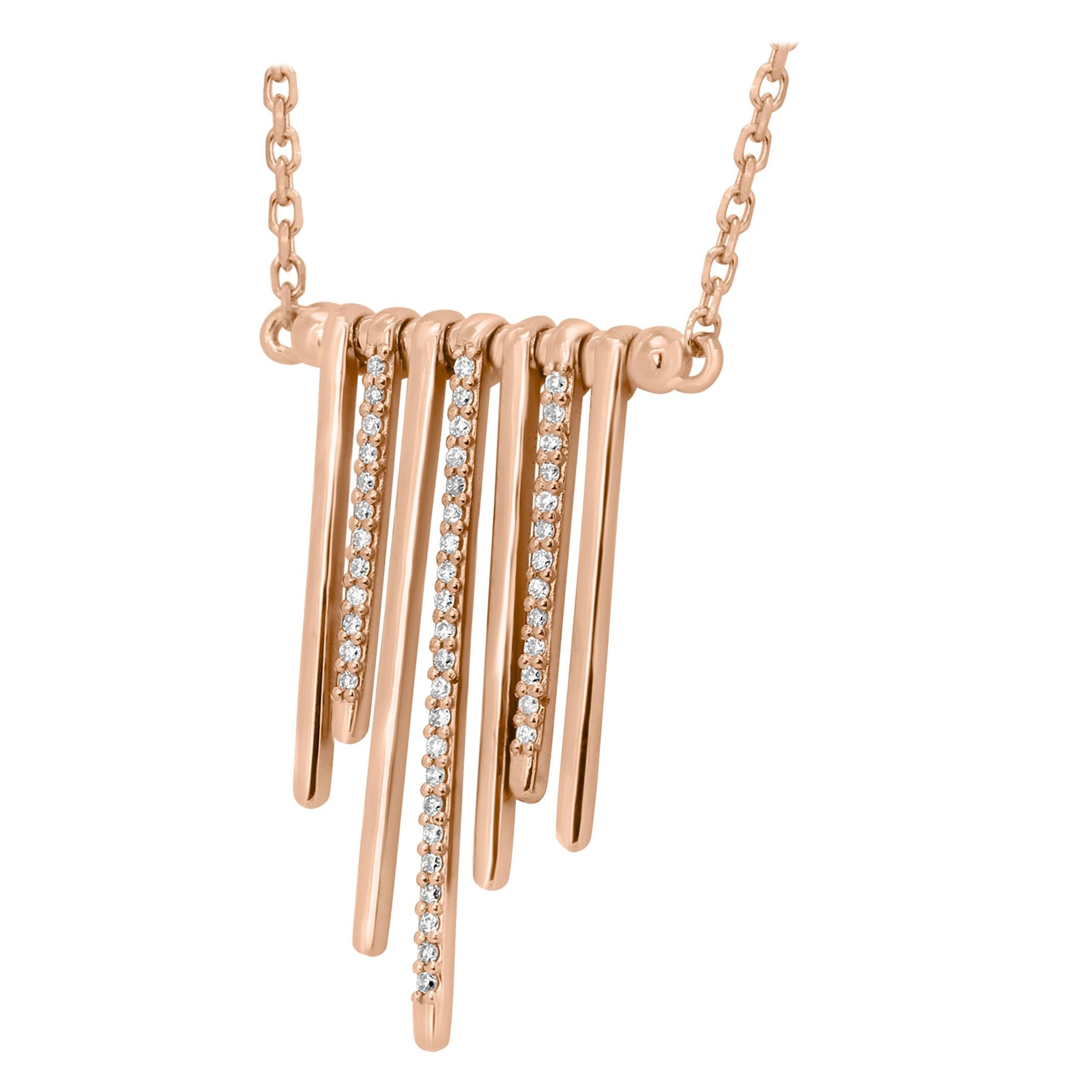 Natural Pink Diamond Round 14 Karat Gold Fashion Drop Pendant Chain Necklace