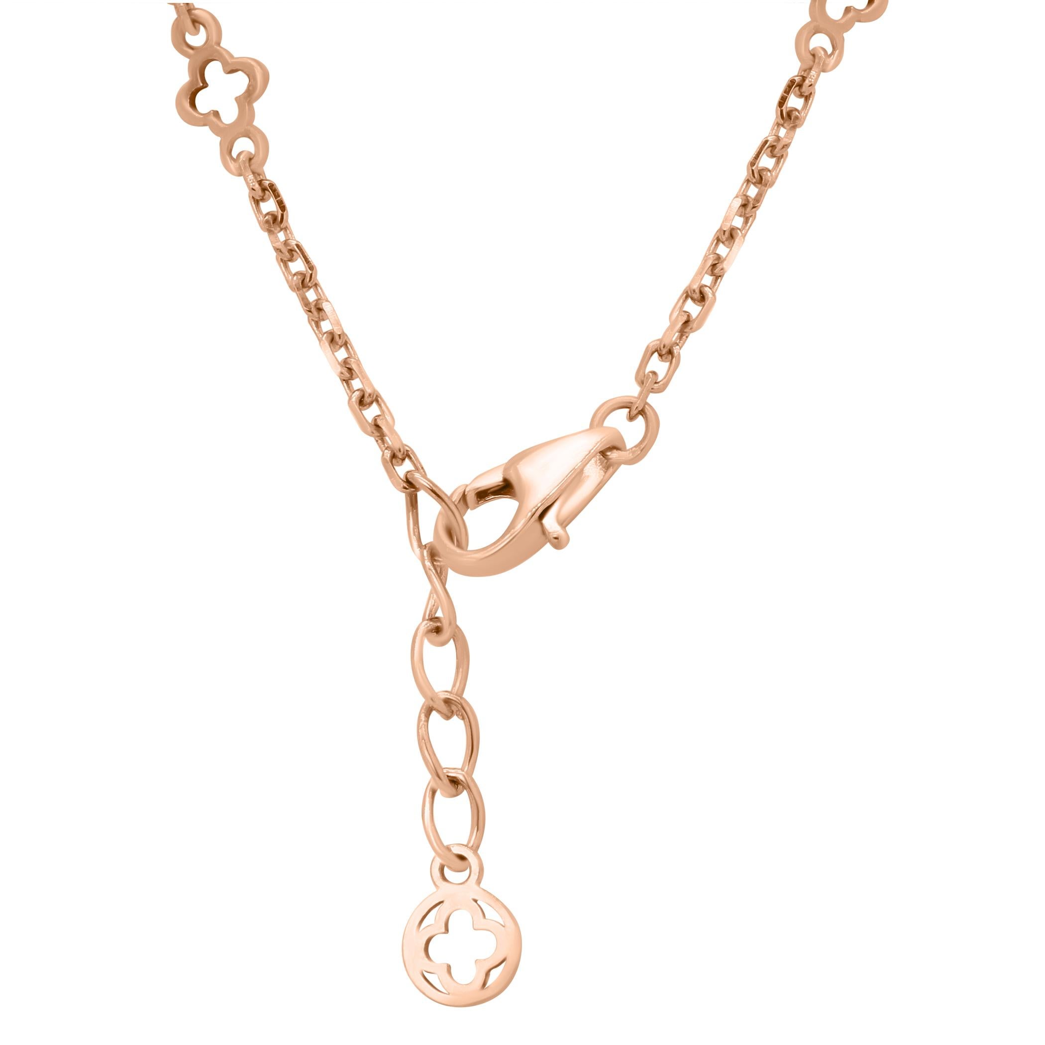 Contemporary Natural Pink Diamond Round 14 Karat Gold Fashion Drop Pendant Chain Necklace