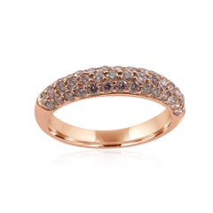 Natural Pink Diamond Round 3 Row 14k Rose Gold Cocktail Anniversary Band Ring
