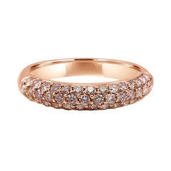 Natural Pink Diamond Round 3 Row 14k Rose Gold Cocktail Anniversary Band Ring