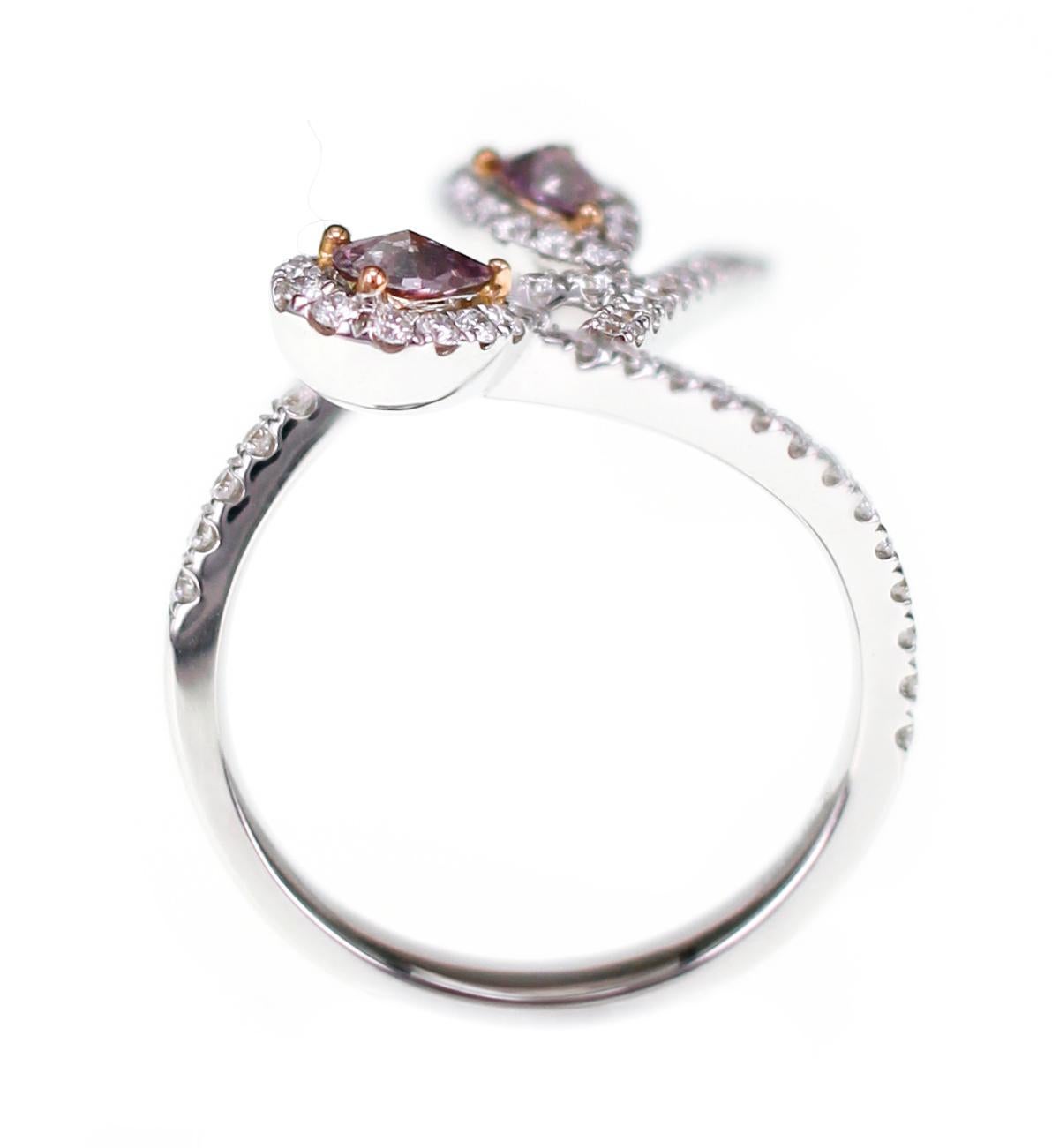 Modern Natural Australian Pink Diamond Twin Cocktail Ring For Sale