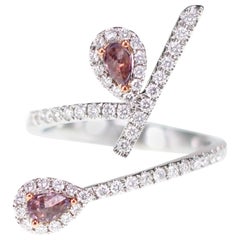 Bague cocktail à deux diamants roses naturels d'Australie