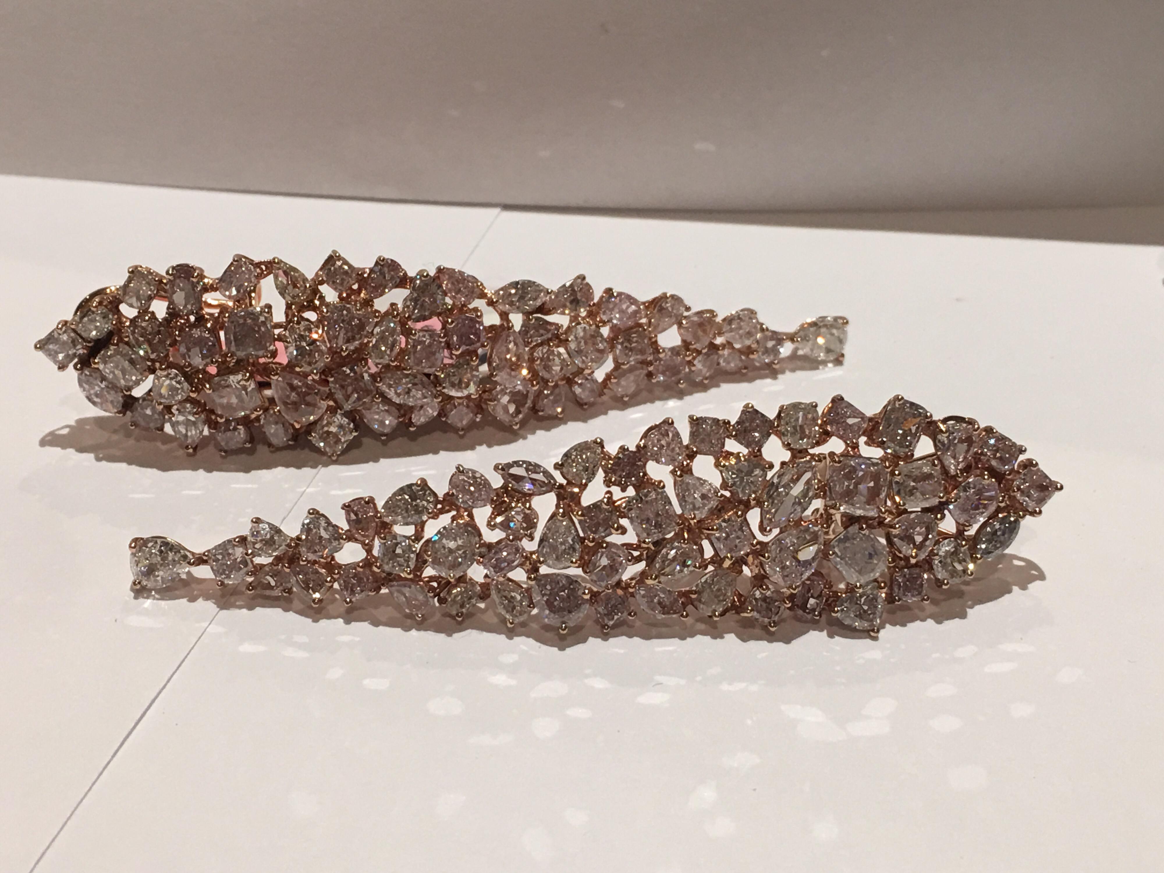Natural Pink Diamonds Earrings Set in Pink Gold 5