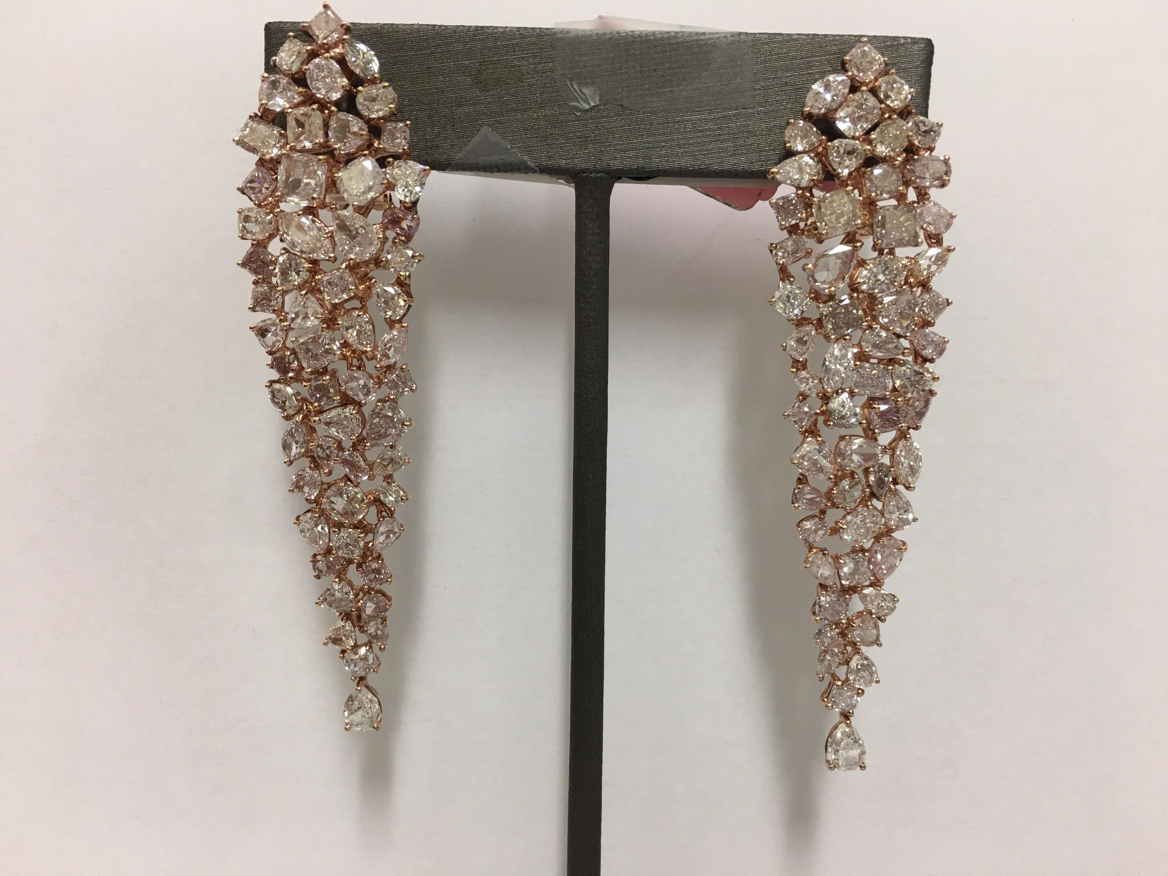 Natural Pink Diamonds Earrings Set in Pink Gold 8