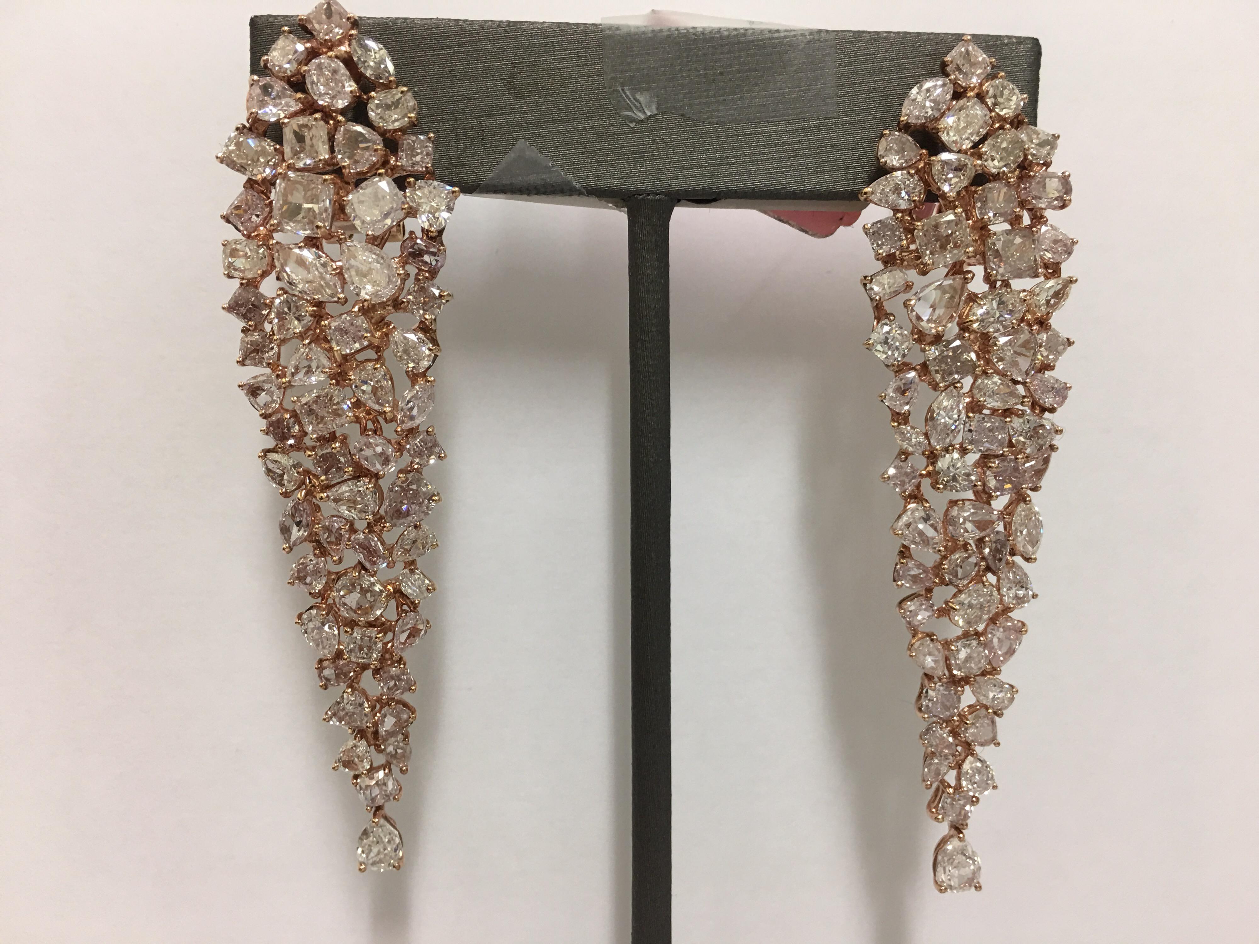 Natural Pink Diamonds Earrings Set in Pink Gold 9