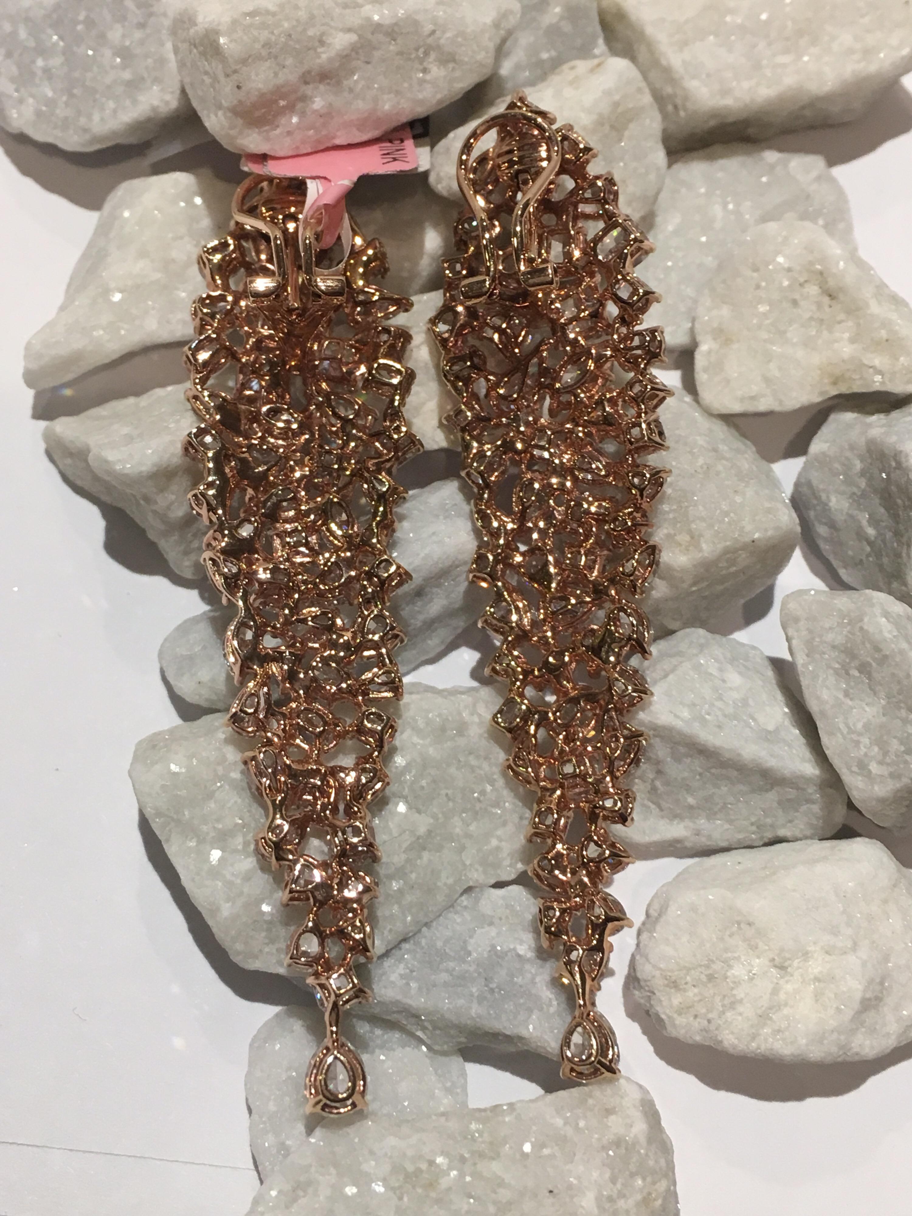 Natural Pink Diamonds Earrings Set in Pink Gold 3
