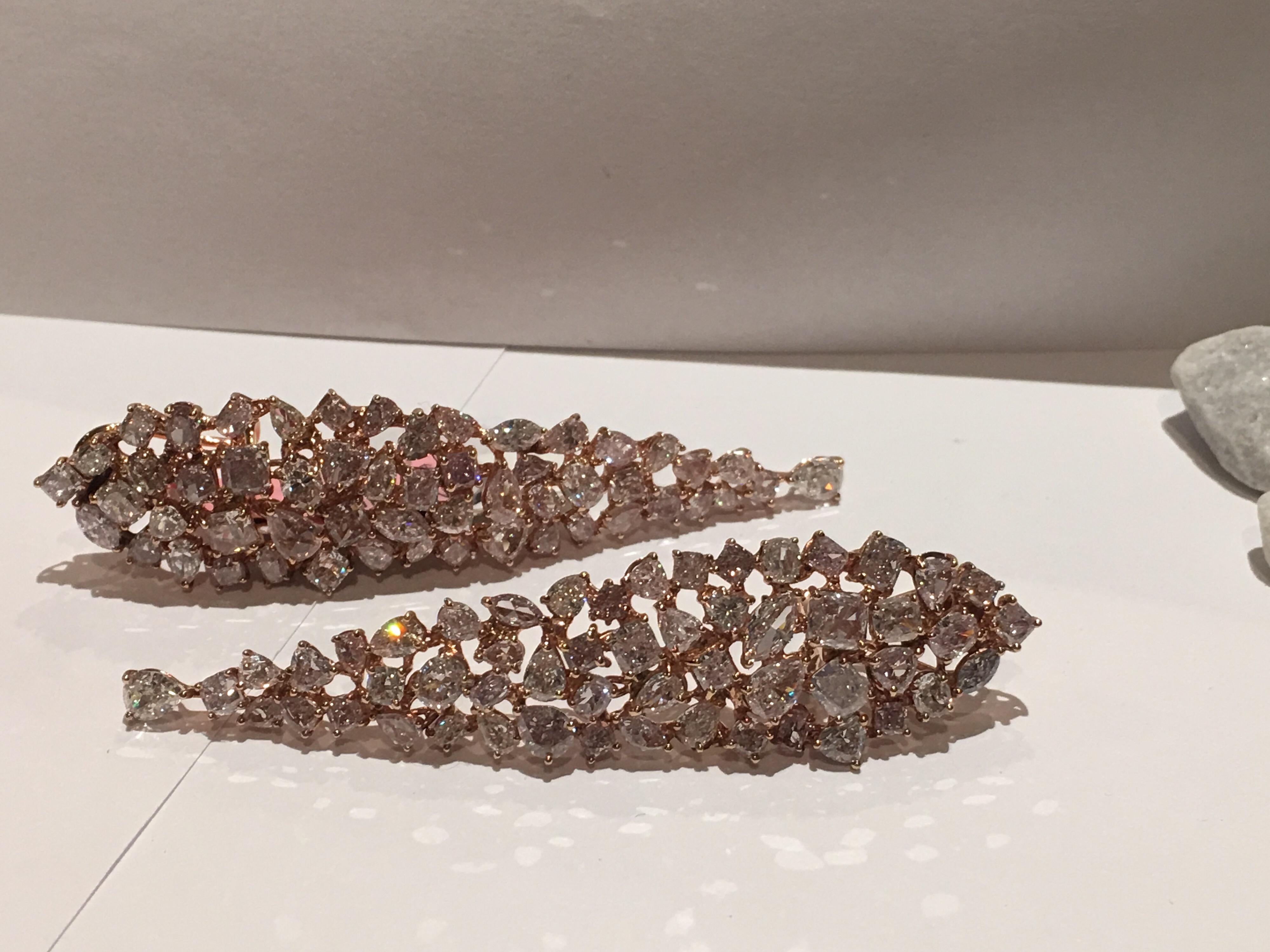 Natural Pink Diamonds Earrings Set in Pink Gold 4