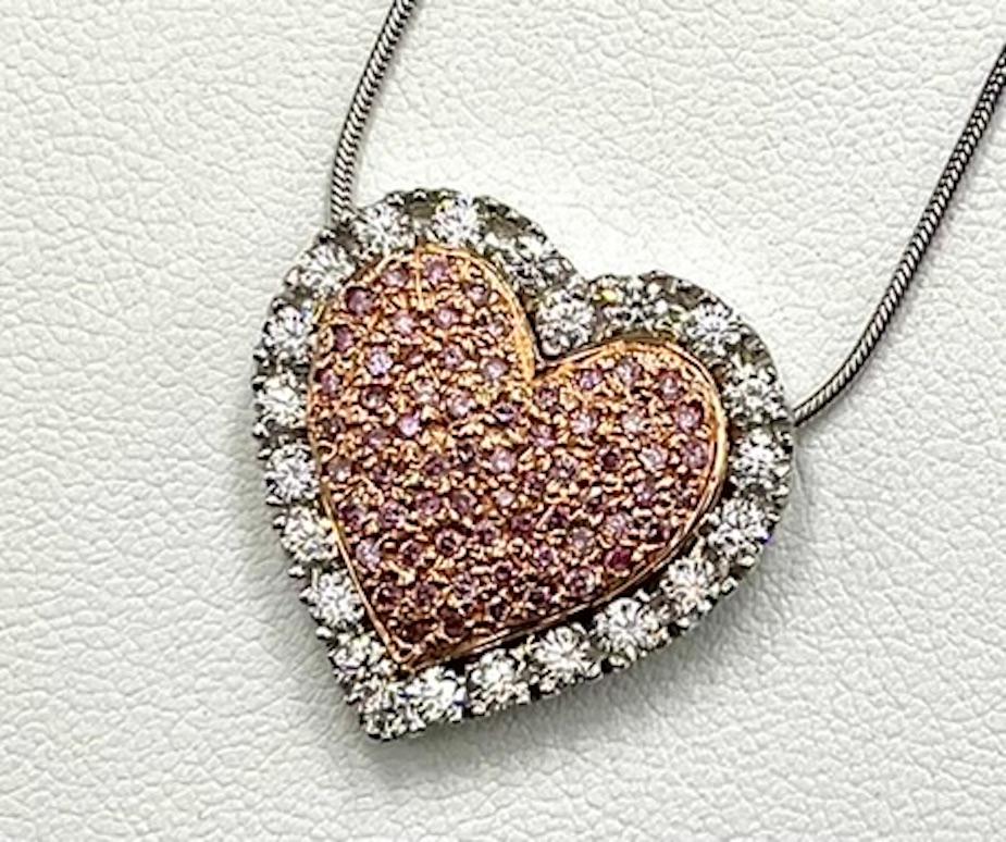 Natural Pink Diamonds Heart Shape Pendant In New Condition For Sale In San Diego, CA