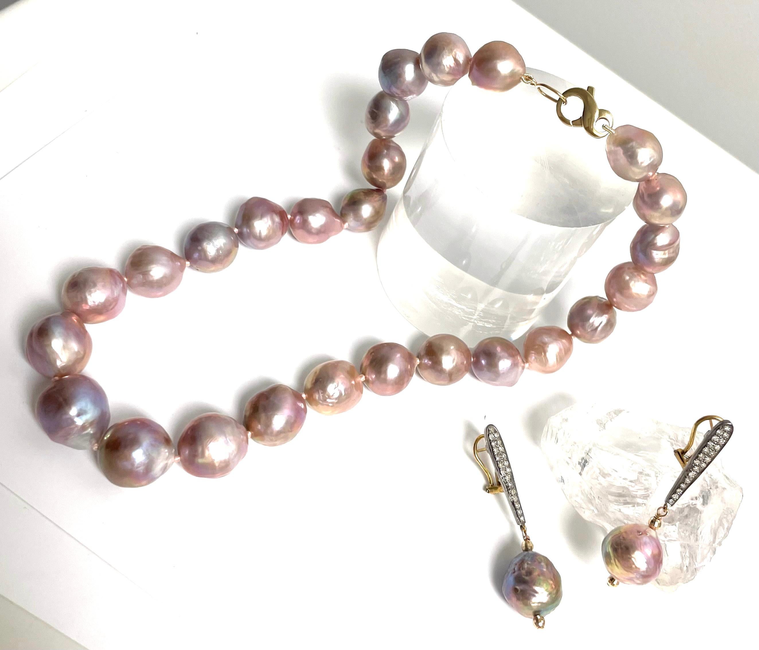 Natural Pink Extra Large Freshwater Pearl Paradizia Necklace For Sale 6