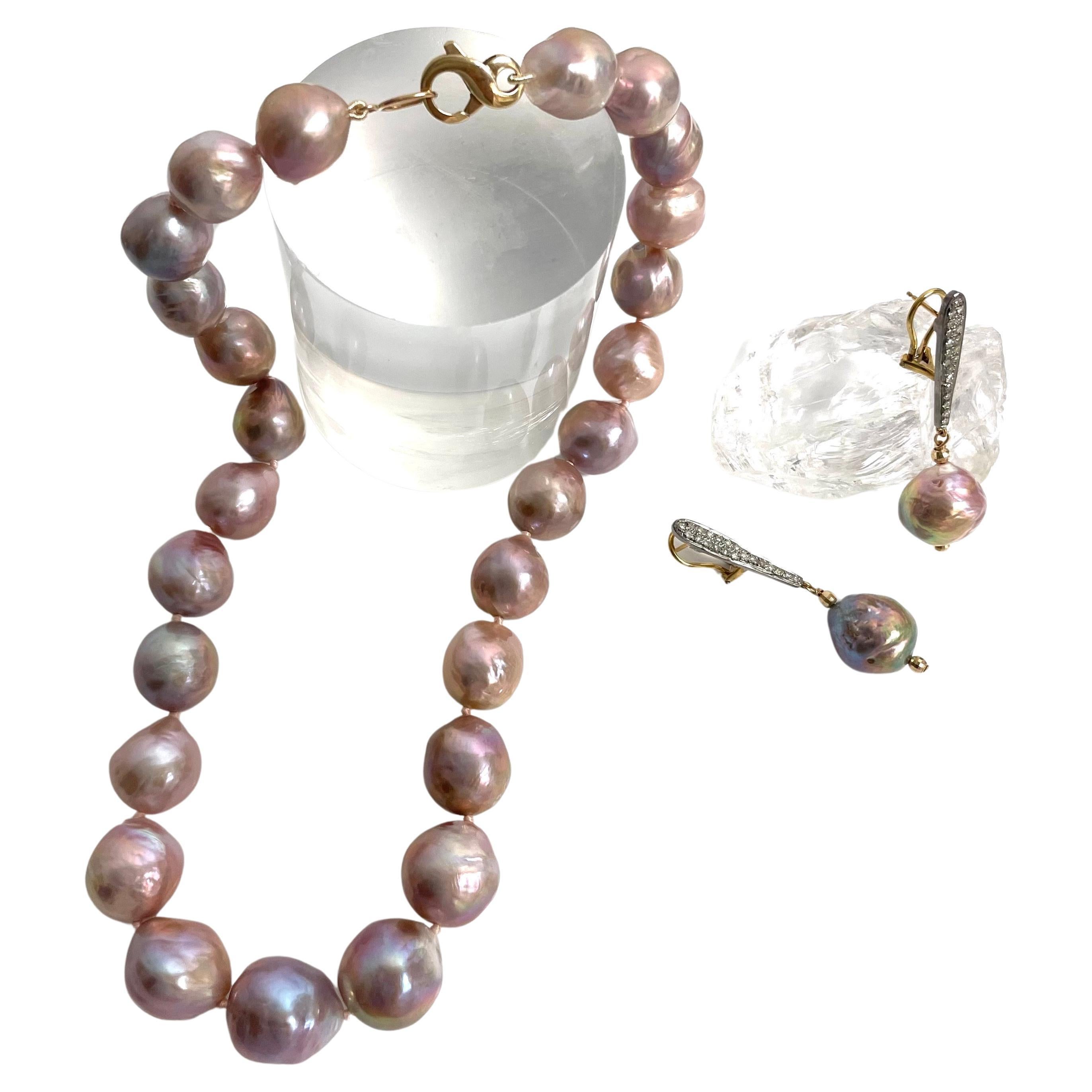Natural Pink Extra Large Freshwater Pearl Paradizia Necklace For Sale 2