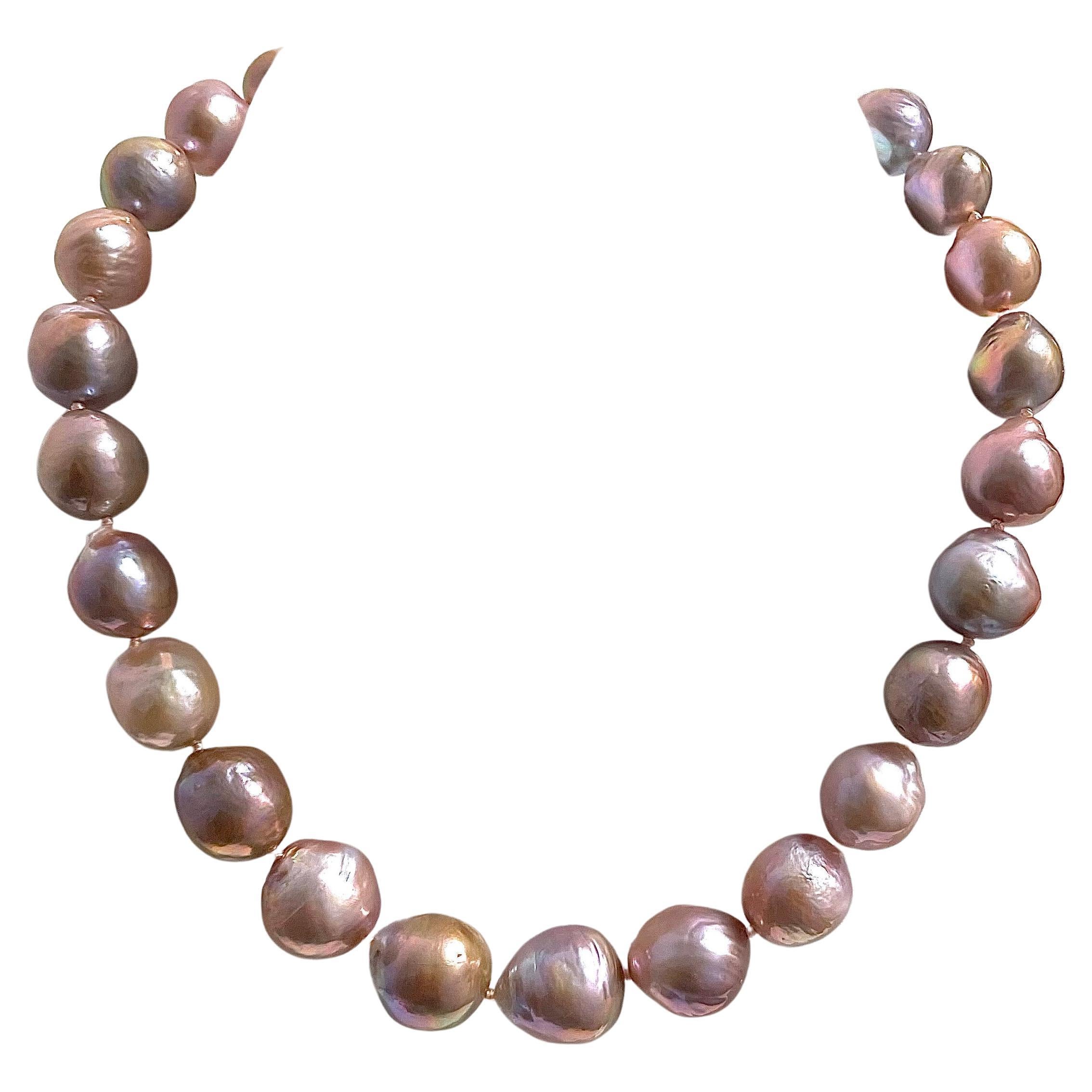 Natural Pink Extra Large Freshwater Pearl Paradizia Necklace For Sale 3