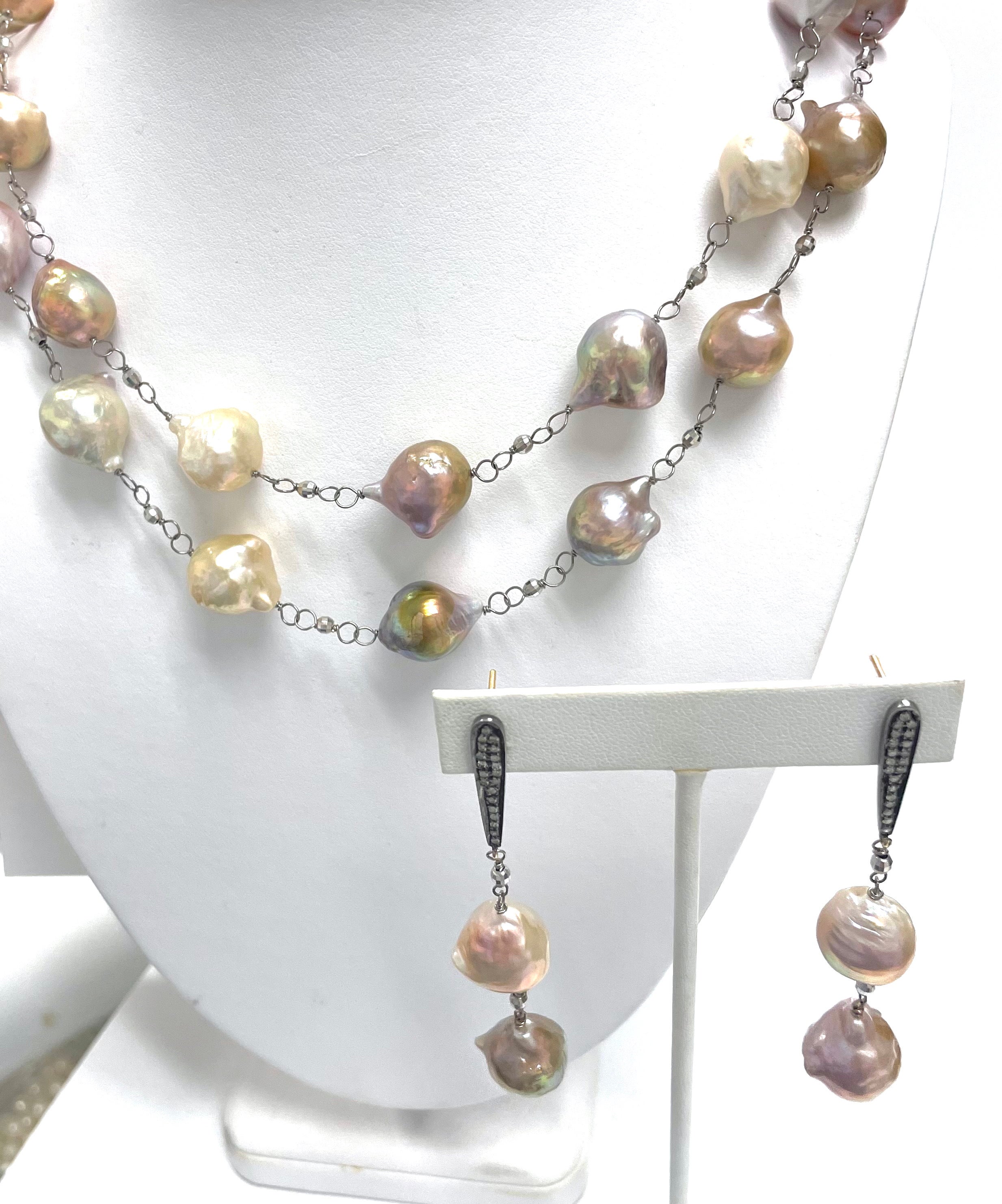 Natural Pink Large Wire-Wrapped Freshwater Pearls Paradizia Necklace 5