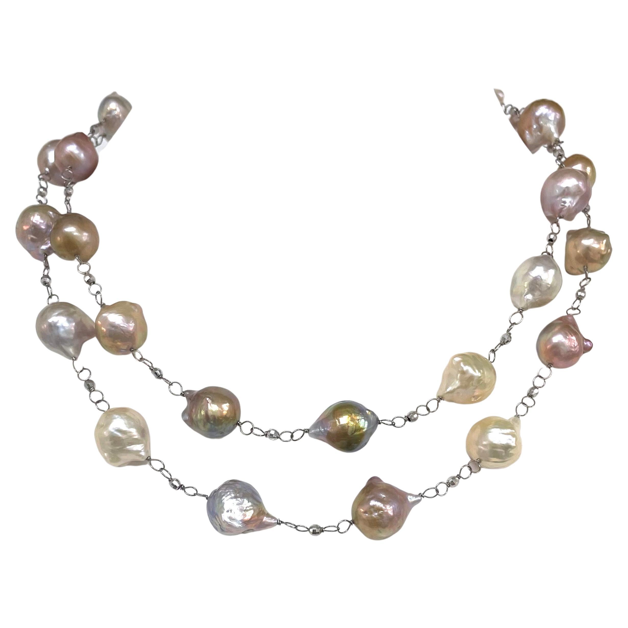 Natural Pink Large Wire-Wrapped Freshwater Pearls Paradizia Necklace 6