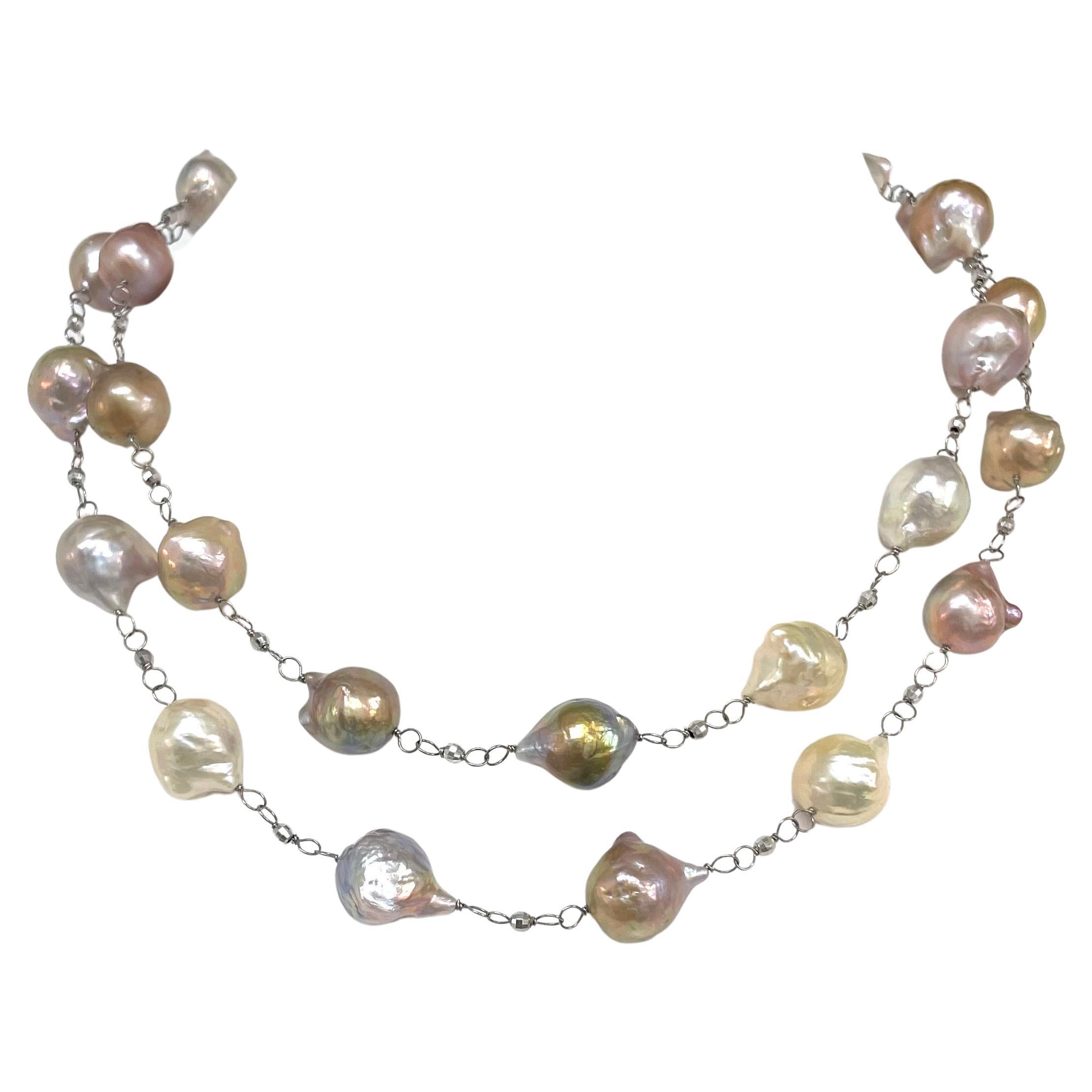 Natural Pink Large Wire-Wrapped Freshwater Pearls Paradizia Necklace 8