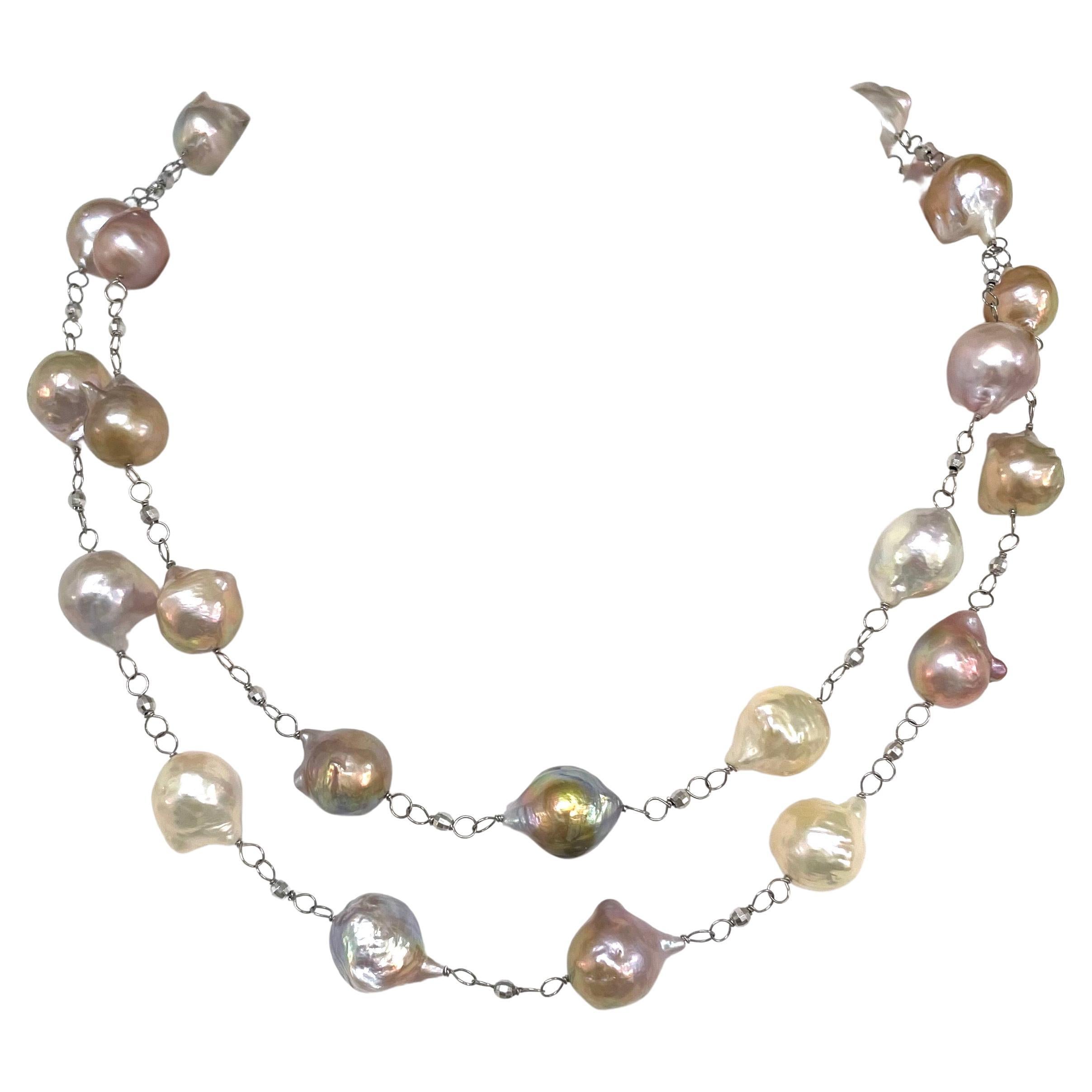 Natural Pink Large Wire-Wrapped Freshwater Pearls Paradizia Necklace 9