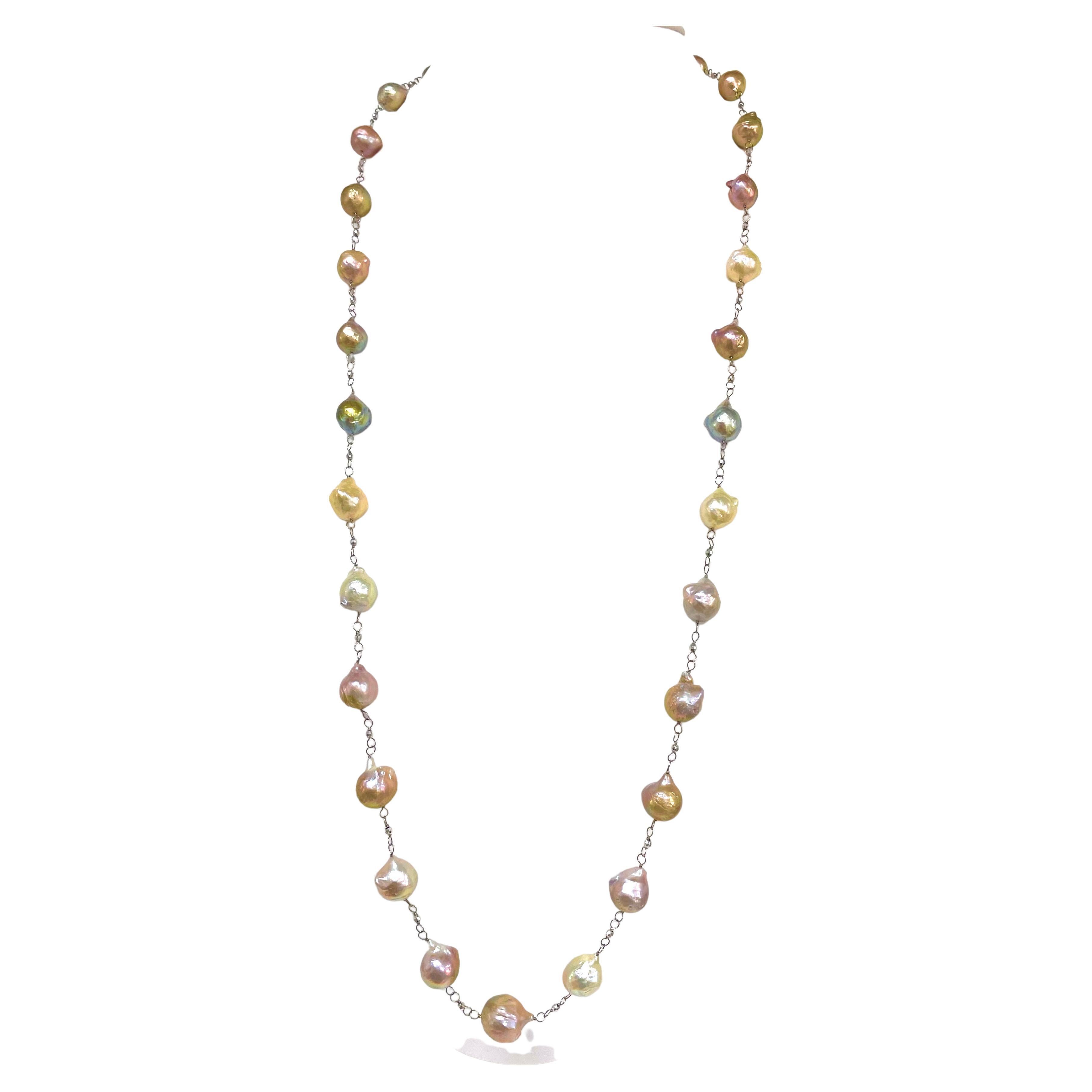Natural Pink Large Wire-Wrapped Freshwater Pearls Paradizia Necklace 2