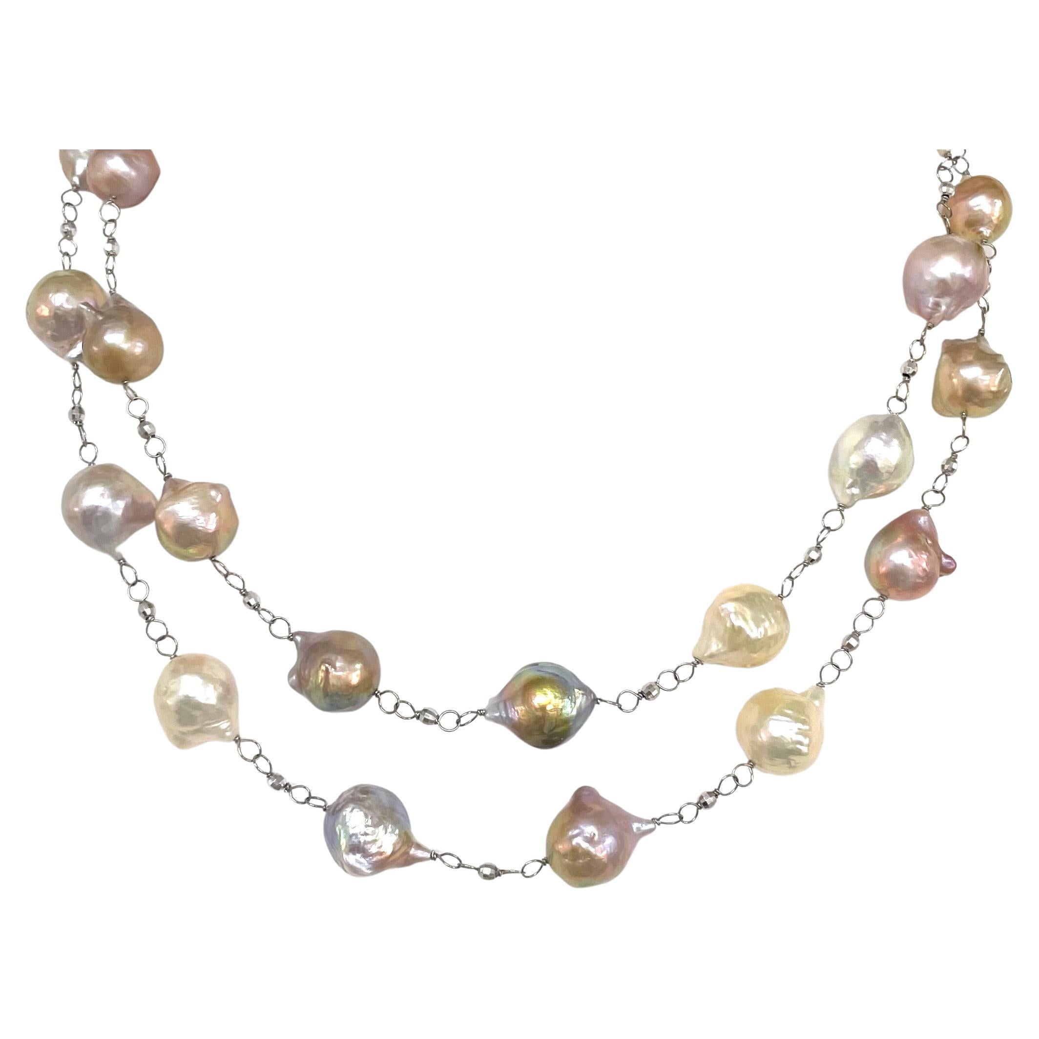 Natural Pink Large Wire-Wrapped Freshwater Pearls Paradizia Necklace 4