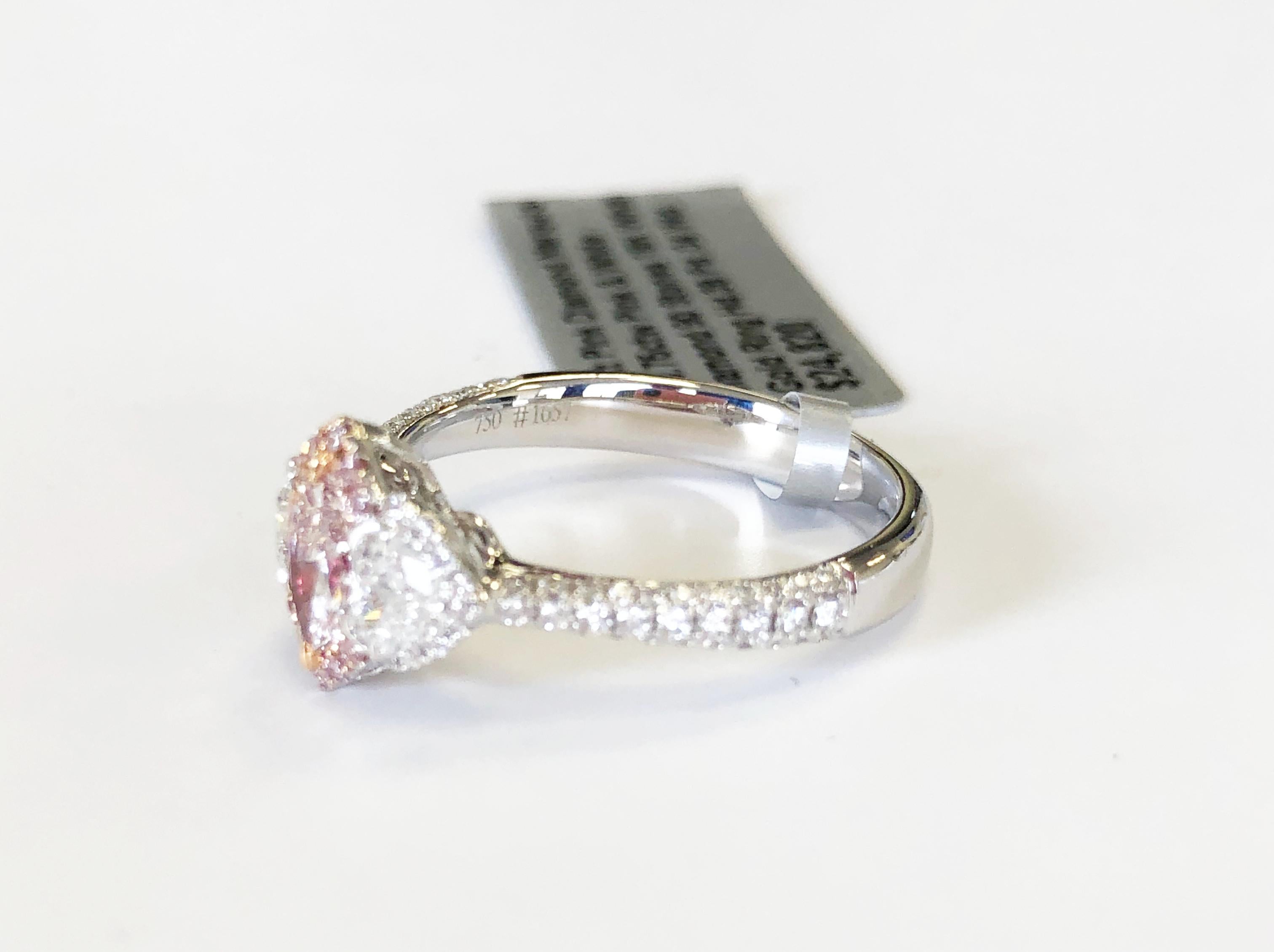 Natural Pink Marquis and White Diamond Cocktail Ring in 18 Karat White Gold In New Condition In Los Angeles, CA