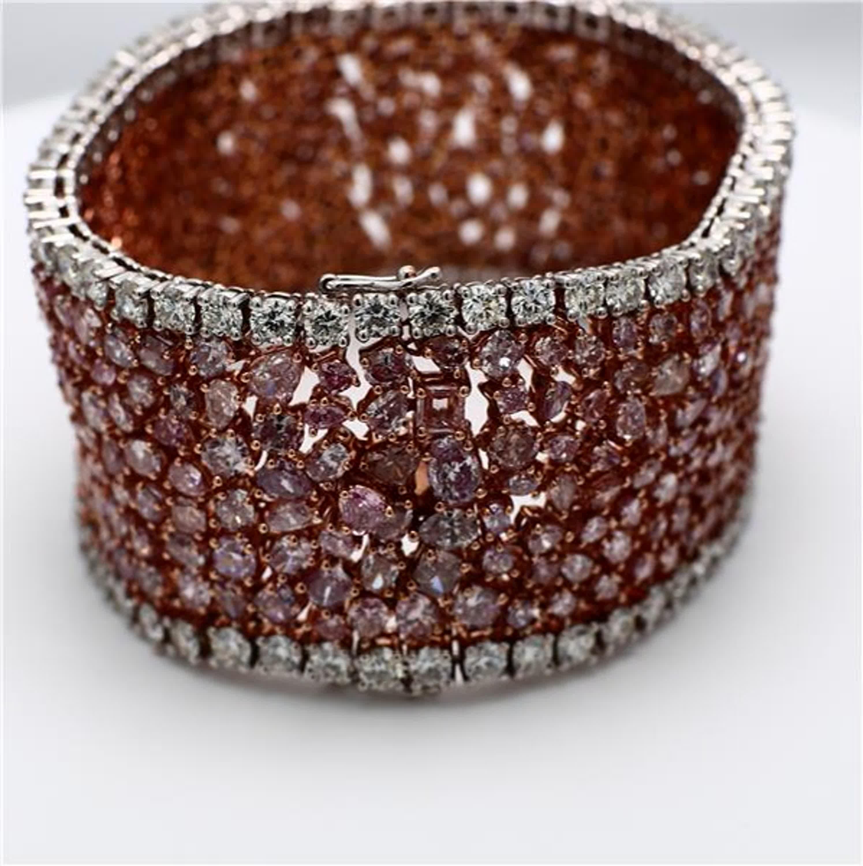 Taille ronde Bracelet tennis en platine avec diamants roses naturels et blancs de 55,16 carats poids total en vente