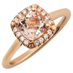 Natürlicher rosa Morganit Edelstein 0,92 Karat in 14K Rose Gold Ring mit Diamanten