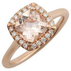 Natural Pink Morganite Gemstone 1.15 carats in 14K Rose Gold Ring with Diamonds