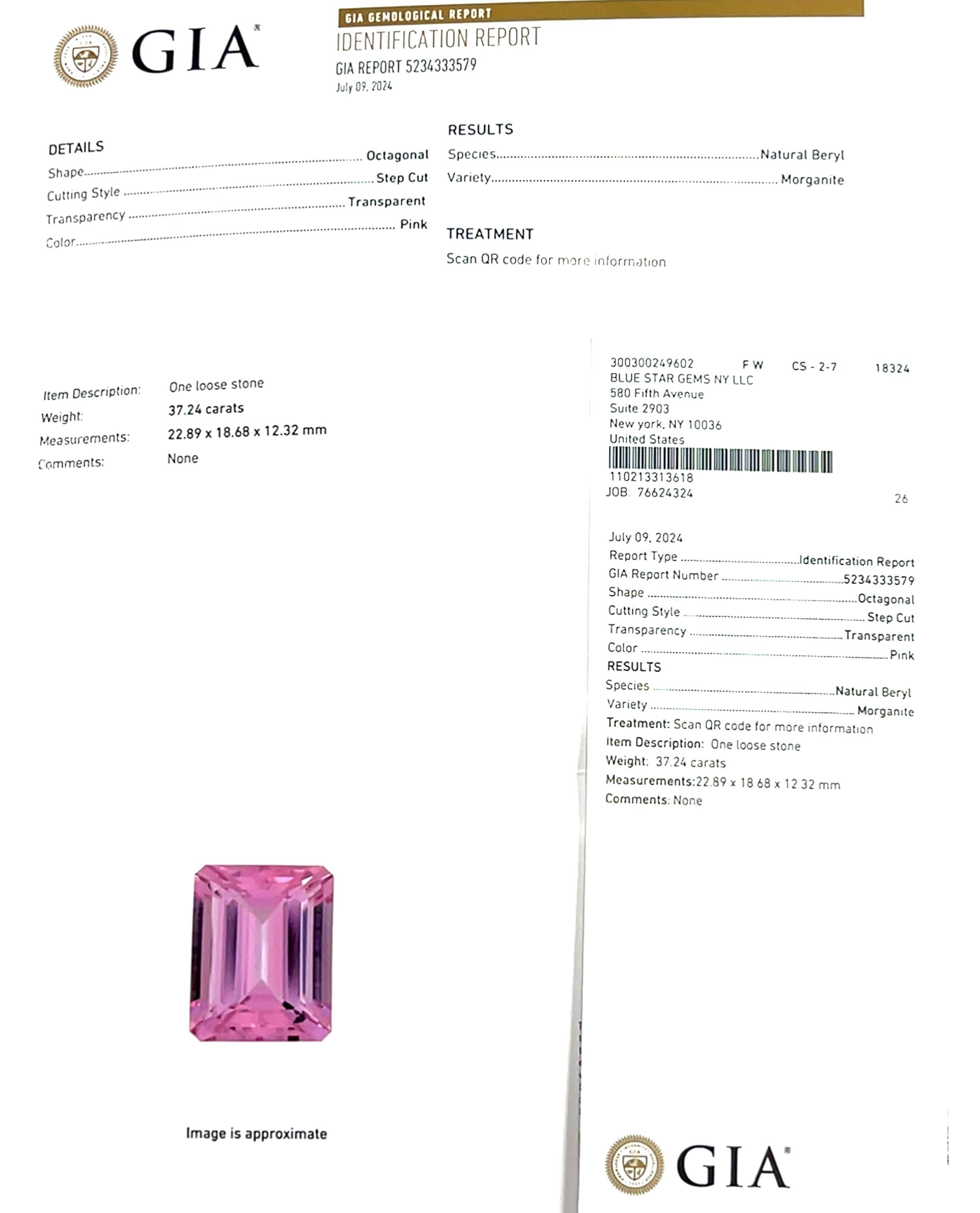 Natural Pink Morganite Octagon AAAA Grade Eye Clean Clarity Loose Gemstone For Sale 1