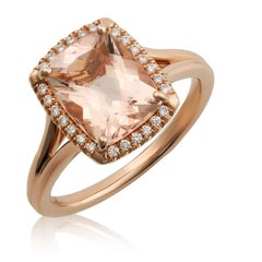 Natural Pink Morganite Stone 2.32 carats set in 14K Rose Gold Ring with Diamonds
